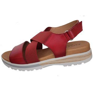 Paula Urban Bangla Sandal - Rojo Red & Tan Size 9 Style 7-73